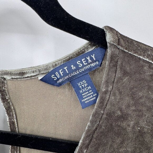 American Eagle Soft & Sexy Romper Womens XXS Green Velvet‎ Polyester Blend - Picture 4 of 8